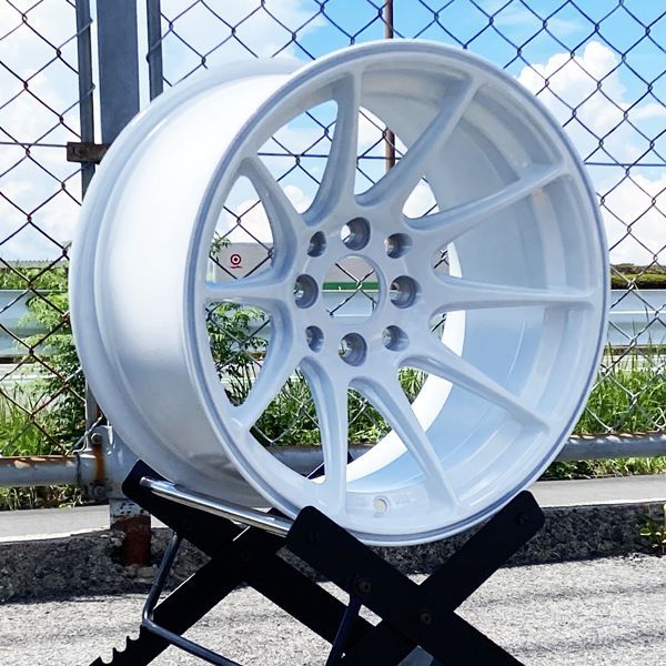 送料無料も! 艶ありホワイト 再入荷!! カスタムサイズ 15×8.25J ±0 PCD 100|114.3 4穴 8穴 15インチ ホイール4本セット 4穴スポーツなど