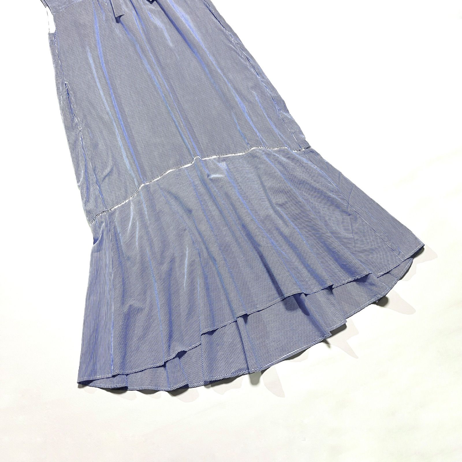 ヌキテパ　ワンピース cE52 ヌキテパ ne quittez pas ポプリンストライプワンピース ボウタイ