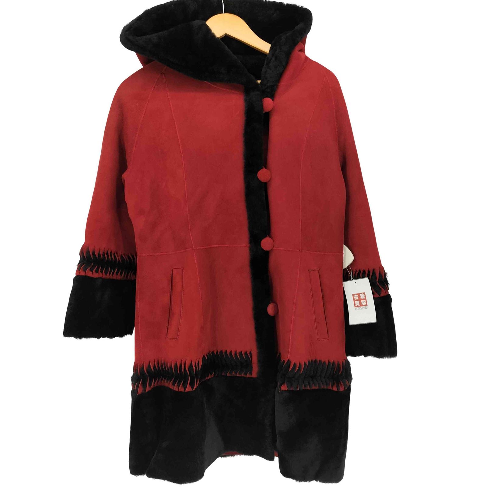 逸品【BALMAIN PARIS】ムートンコート 羊革 ラムスキン リアルムートン  