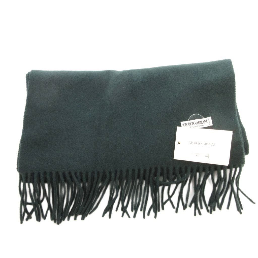 ジョルジオアルマーニ GIORGIO ARMANI マフラー ストール ウール フリンジ 緑 グリーン IBO 82 FF