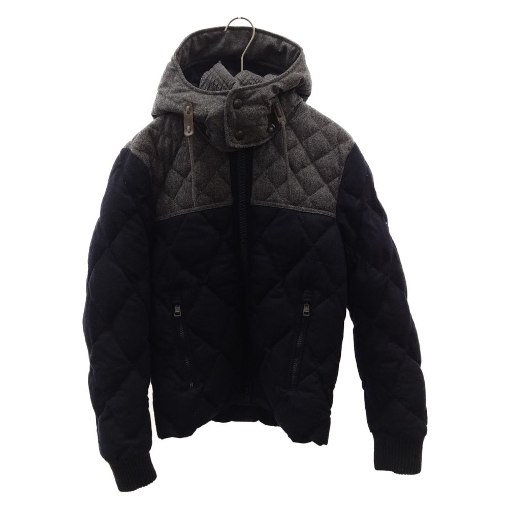 MONCLER (モンクレール) LABASTIDE GIUBBOTTO 320914198885 54233 ラバスティッド  ウールボディダイヤキルティングダウンジャケット フーデットダウンブルゾン ネイビー/グレー