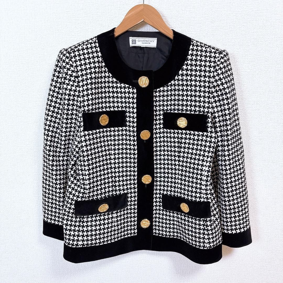 ジバンシィ スーツ スカートセットアップ 金ボタン 15 千鳥格子 黒×白