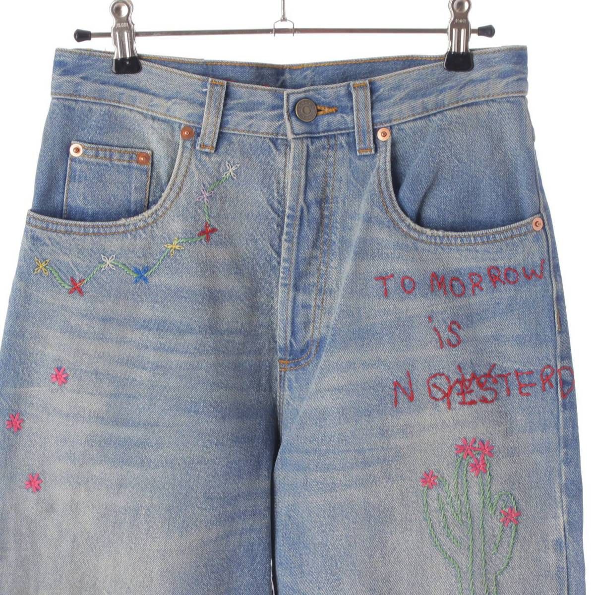 グッチ エンブロイダリー 刺繍 ジーンズ デニムパンツ 502775 ブルー