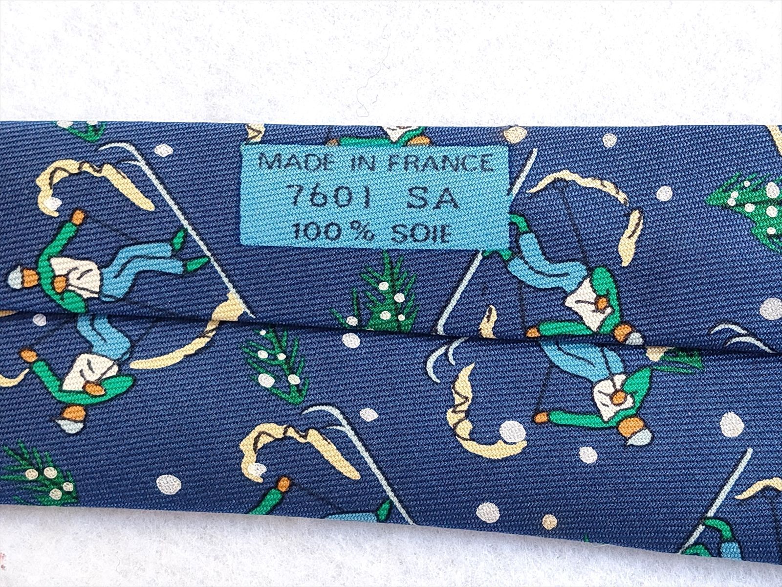 HERMES エルメス ネクタイ シルク100% 7601SA 総柄 ブルー スキー