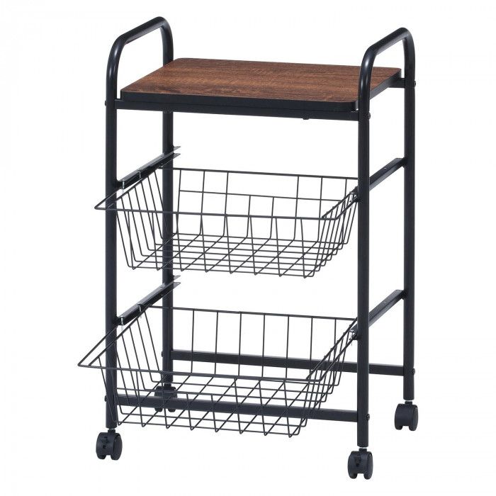 不二貿易 C D 15420 キッチンワゴン FBC-01-1 BK BR 15420