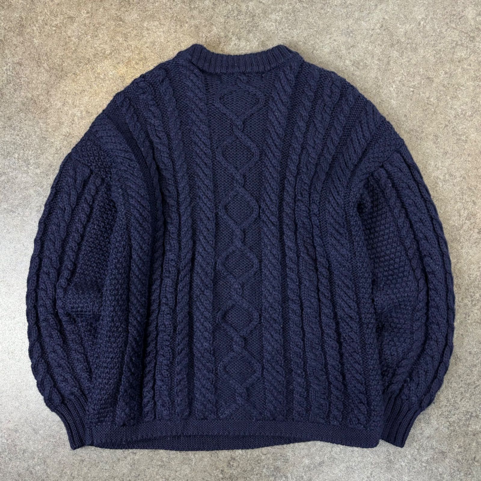 英国製 Guernsey WOOLLENS for SHIPS Handknitted Sweater Navy 100 