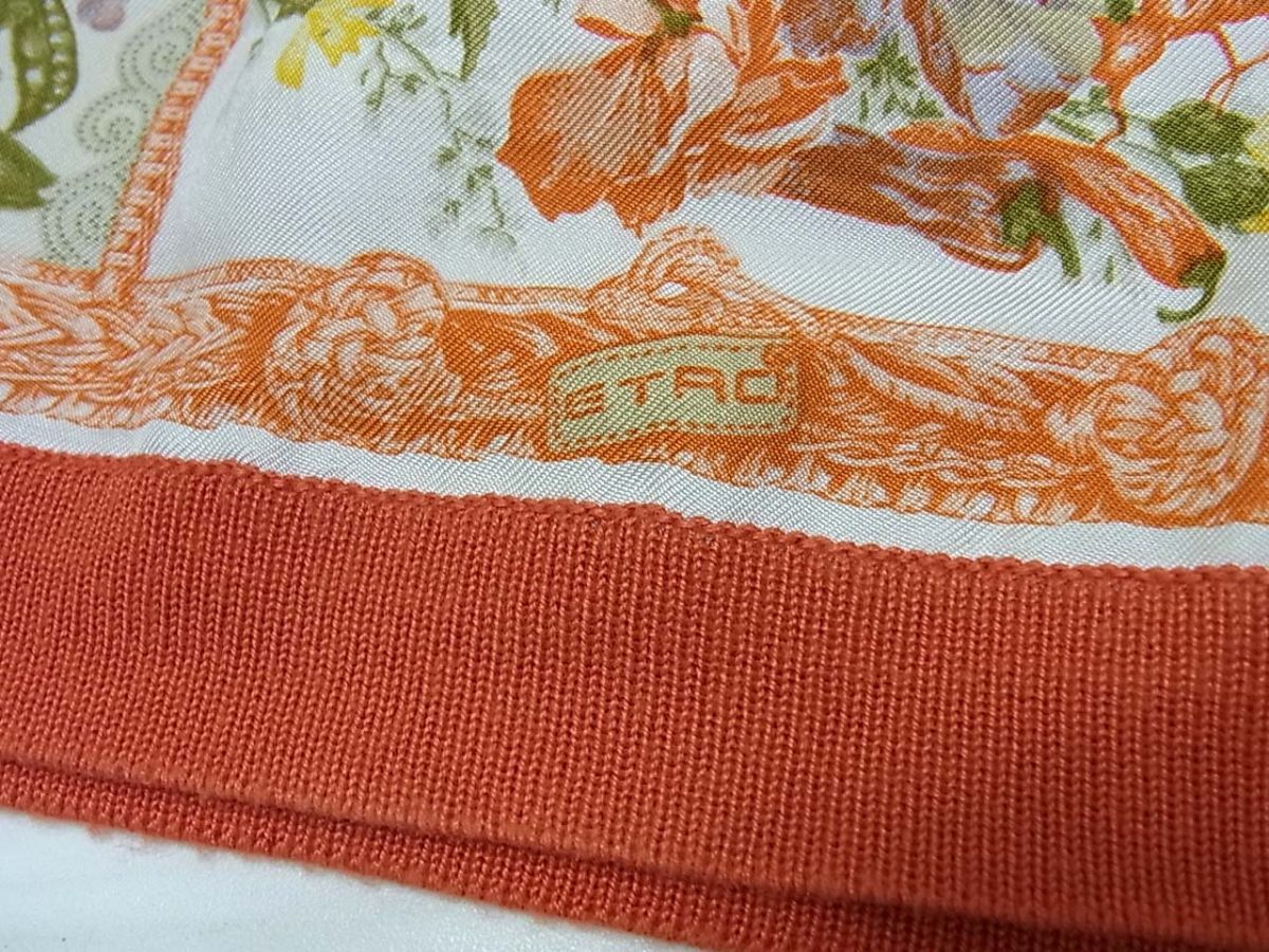 夏物◇ETRO シルク(絹)100％ 花柄 半袖 カットソー スキッパー