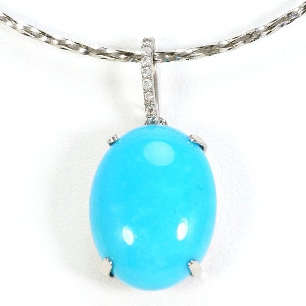 K18WG ネックレス NECKLACE ターコイズ ダイヤ 0.04 総重量約4.7g 約42cm