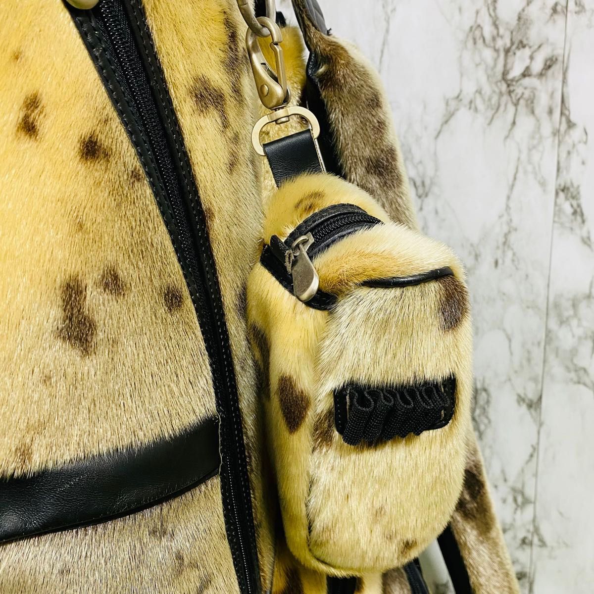 希少品】アザラシ本革製 海豹毛皮 カート式 キャディバッグ 付属
