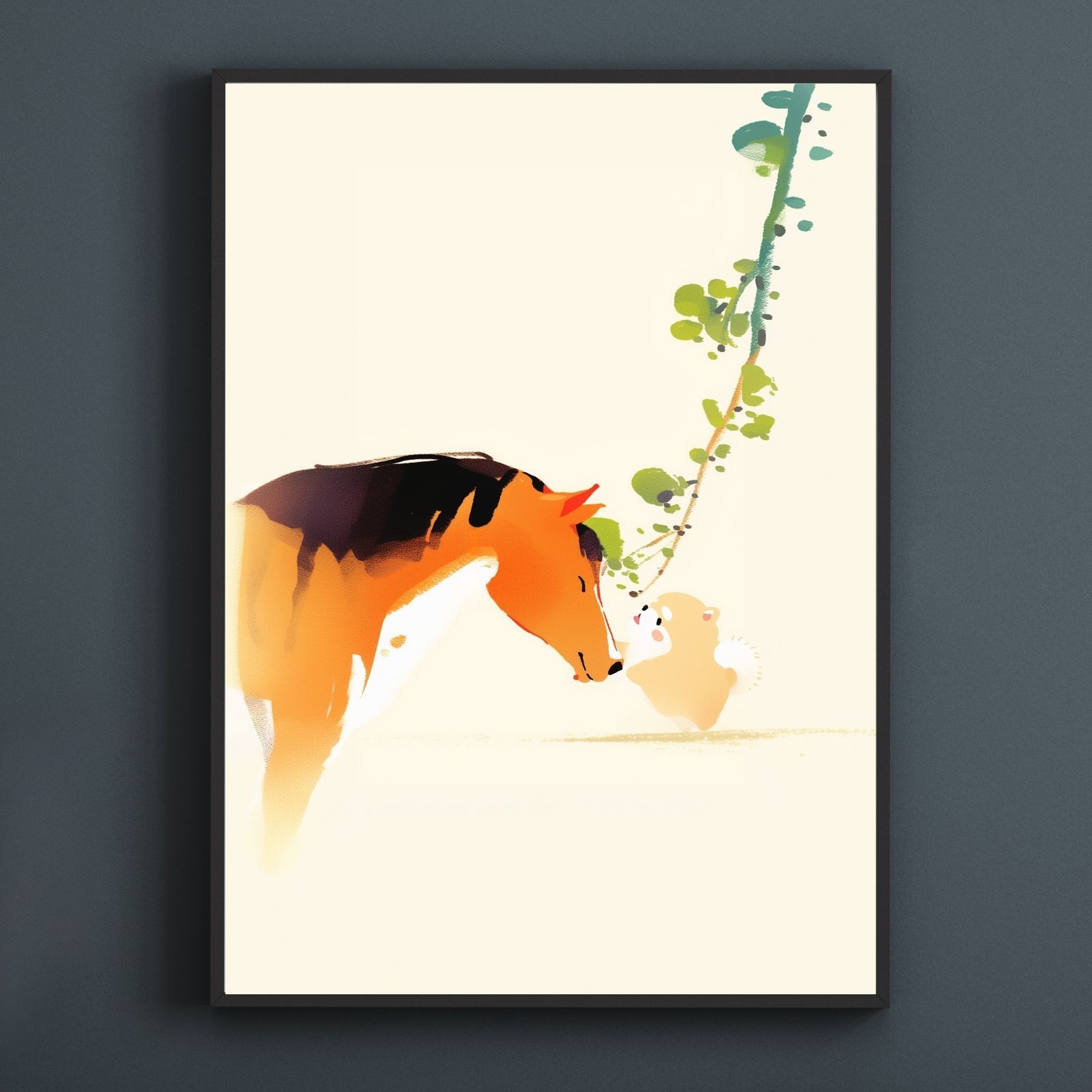 福寿 2026年 - ポメラニアン犬 No.1 午年 馬 謹賀新年 賀正 新春 迎春 子犬 ペットロス うちの子 記念日 アートポスター 犬の絵 犬のイラスト ギフト プレゼント