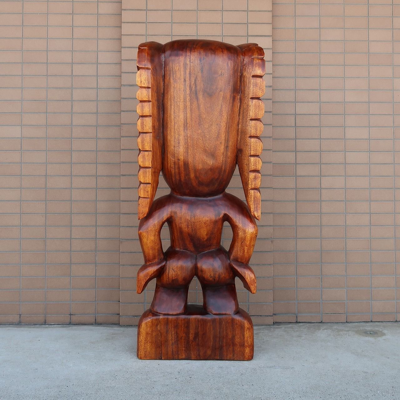 ティキ木彫りカナロア TIKI 木製スワール無垢材 ハワイアン雑貨
