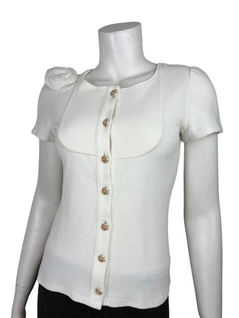 シャネル 15Aザルツブルクライン獅子ボタン付コットンブラウス CHANEL