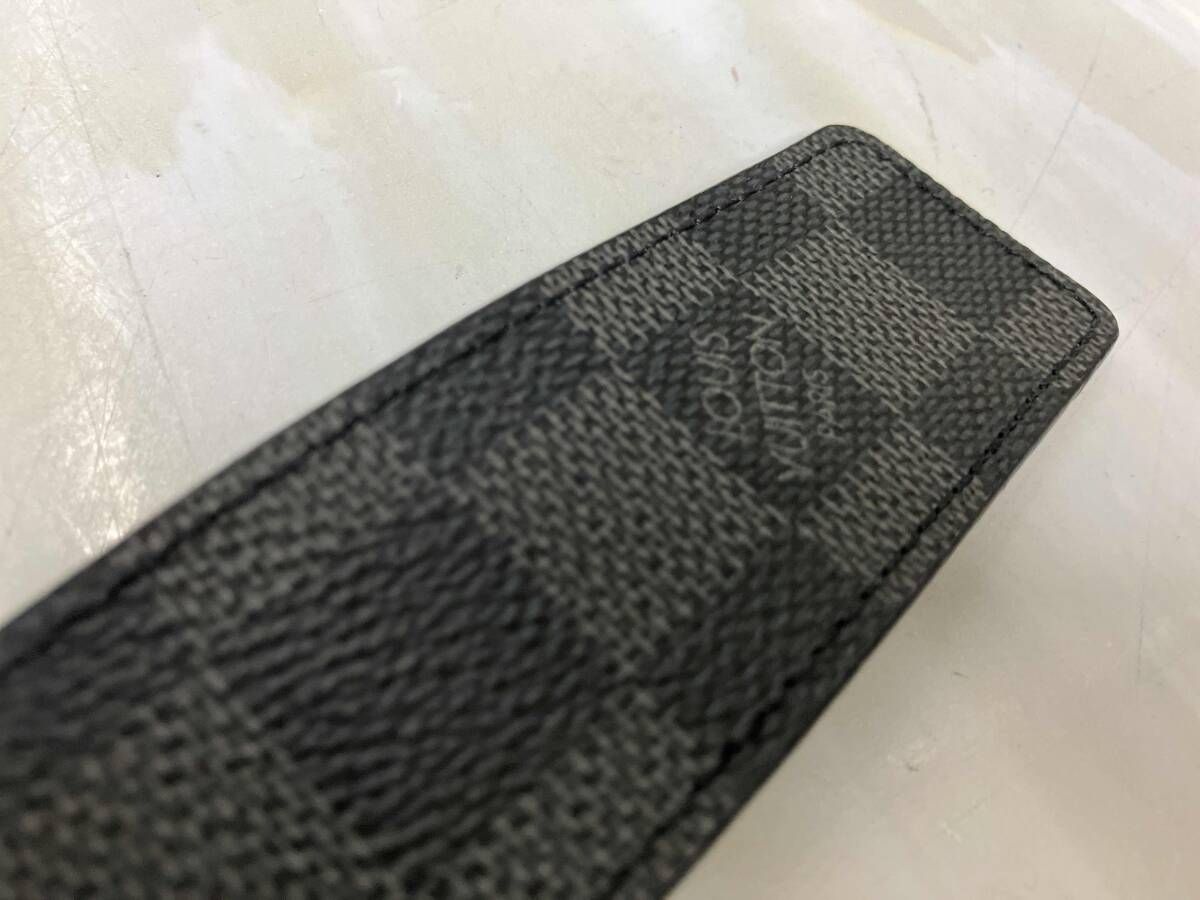 直営店2025新作。 LOUIS VUITTON ダミエ INVENTEUR レザーベルト ブラック 85 34