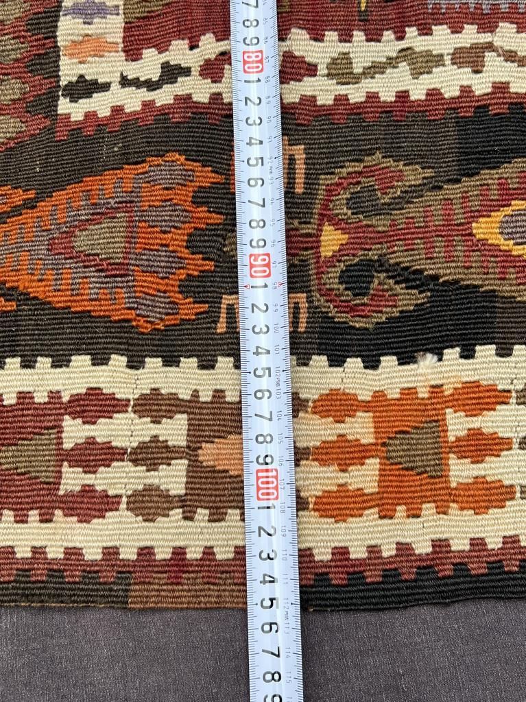 ヴィンテージ ラグ カーペット キリム 244x105cm 絨毯 赤系 茶色 南米 インカ ペルシャ絨毯 手織り 細長い 長方形 ウール 羊 ビンテージラグ 幾何学 ビンテージ ワンルーム バルーチ トルクメン トライバル ラグ MARWIL-DEMENAGEMENTS_CH