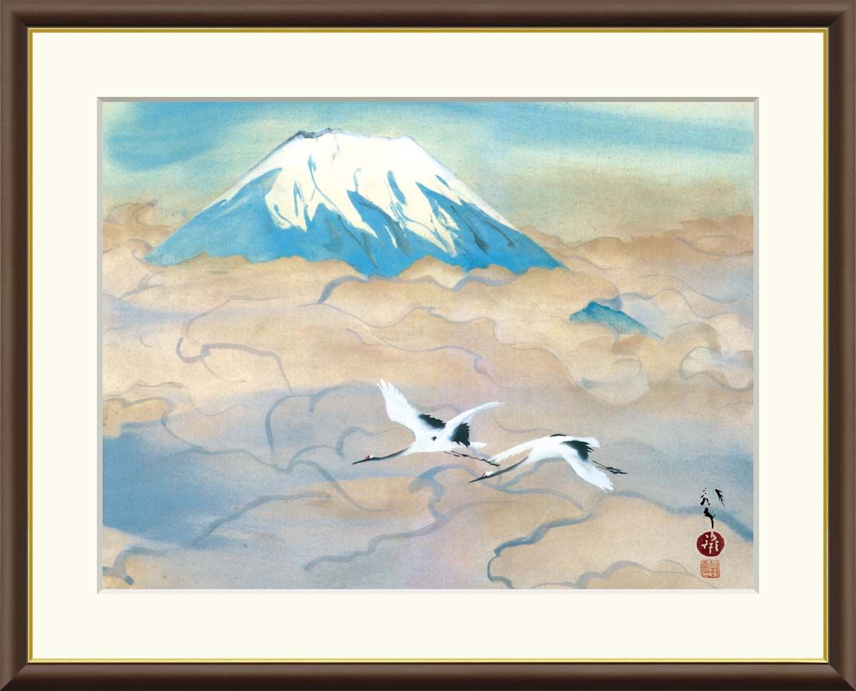 川端龍子、【花下独酌】、希少画集画より、状態良好、新品高級額装付 日本画の革命児、川端龍子。豪快な作風で会場芸術を貫く | 古美術八光