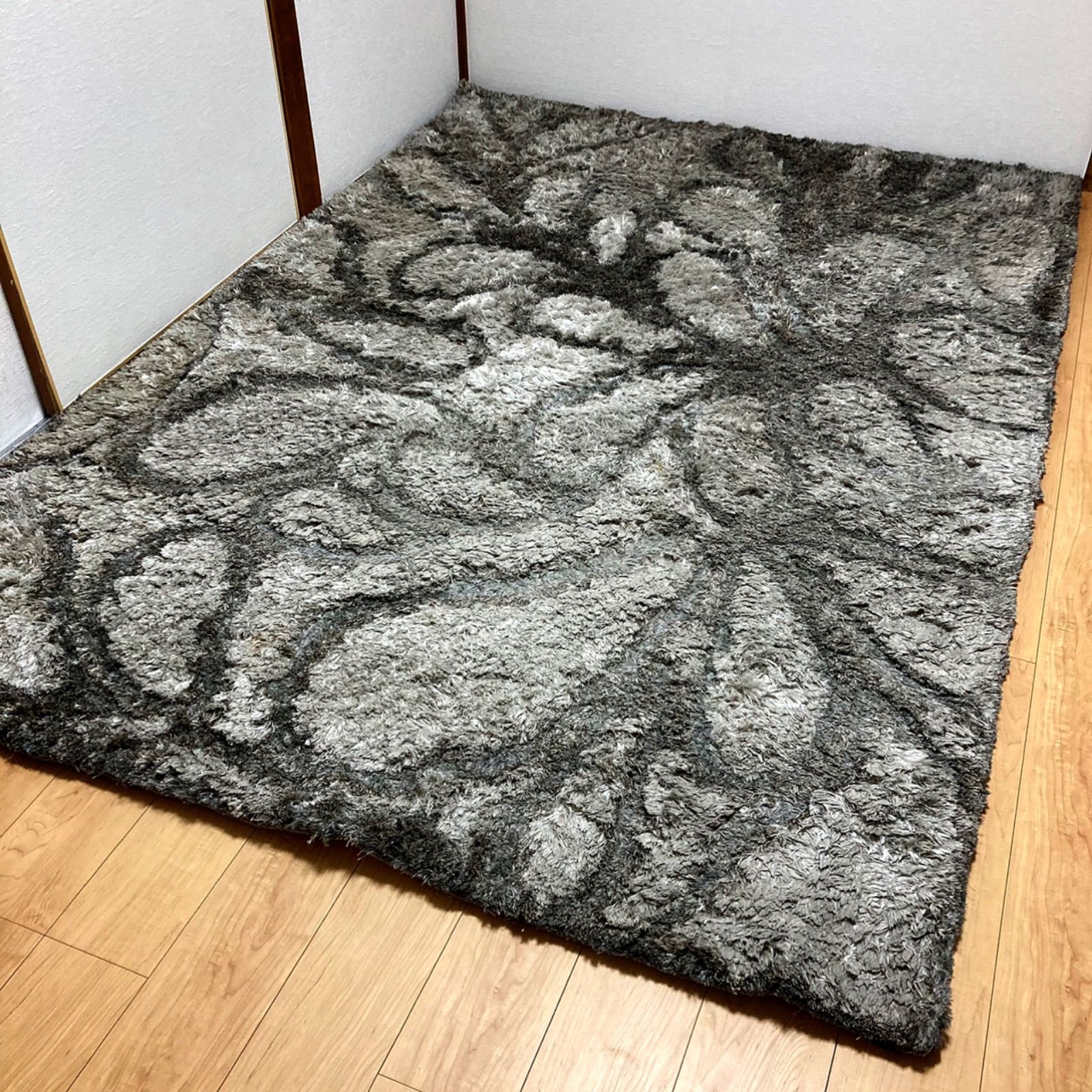 取付無料！ボーコンセプト 北欧モダン グレー系シャギーラグ 210×160 