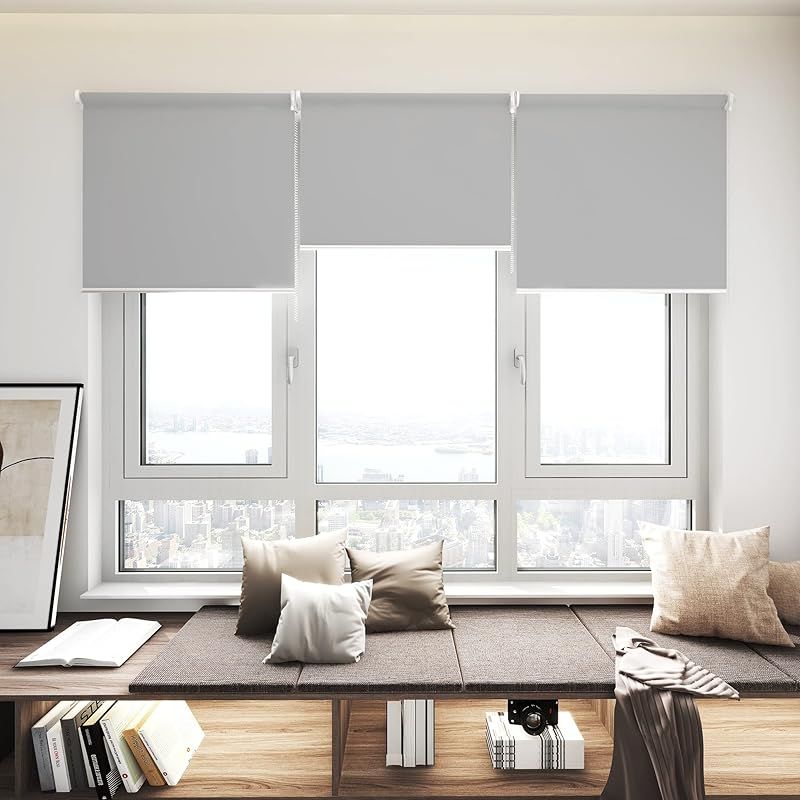 Deconovo ロールスクリーン ロールカーテン 幅90cm 丈220cm グレー 1級