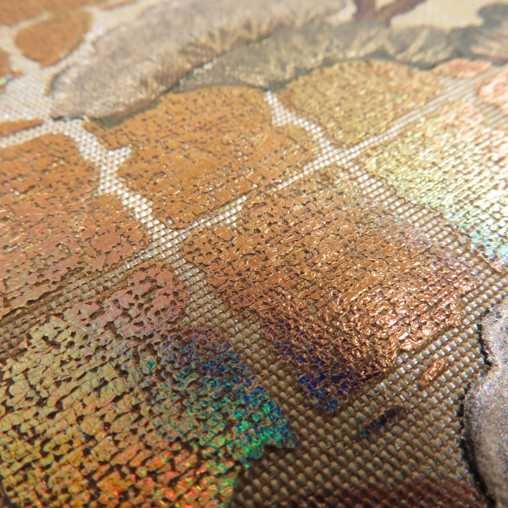 袋帯 平安絵巻文様 金糸 箔入り 金色x多色 六通柄 お太鼓柄 正絹