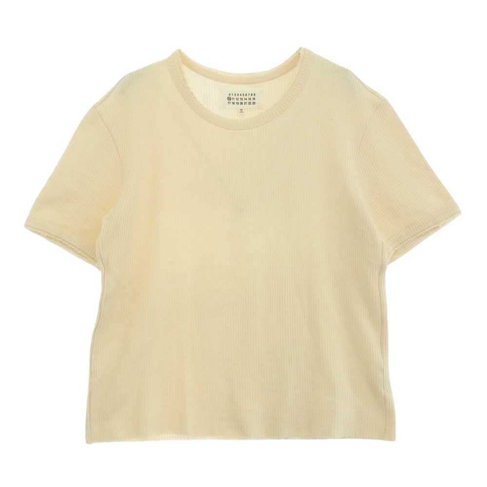 MAISON MARTIN MARGIELA メゾンマルタンマルジェラ 10ライン 国内正規品 スタッフインターナショナルタグ リブ編み ヘビーコットン Tシャツ 半袖 カットソー クリーム系 44【中古】