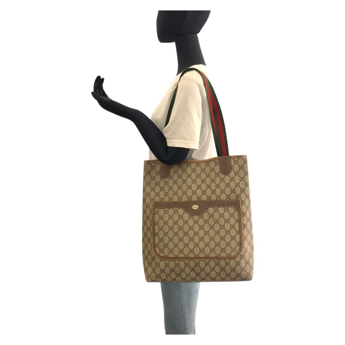 GUCCI グッチ　ヴィンテージ　GGスプリーム　シェリーライン　トートバッグ グッチ(GUCCI)グッチ GGスプリーム シェリーライン トートバッグ