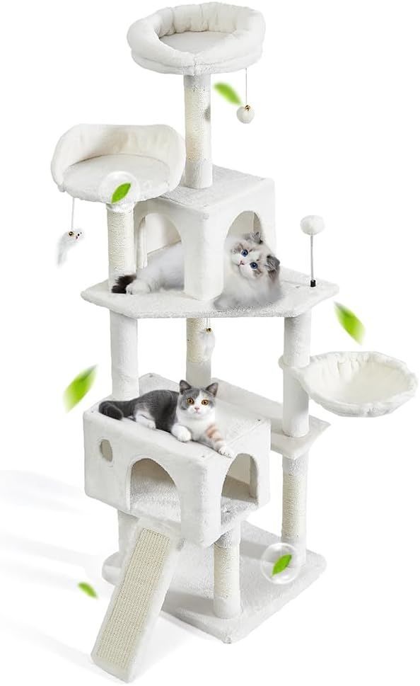 AIFY キャットタワー 抗菌 消臭 スリム 大型猫 大型 中型 多頭飼い ハンモック おしゃれ かわいい 爪とぎ おもちゃ 猫タワー ねこ 安定 頑丈 爪研ぎ 麻紐 子猫 シニア 省スペース 170cm アイボリ