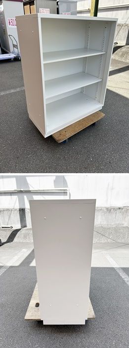 一部地域送料無料 豊國工業 株 オープン書庫３段 ホワイト ベース付き F-HA-314-0911A