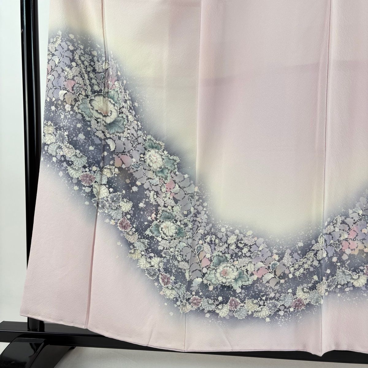 訪問着 身丈157cm 裄丈63cm S 袷 翠山工房 落款 辻が花 ぼかし ピンク 正絹 一つ紋