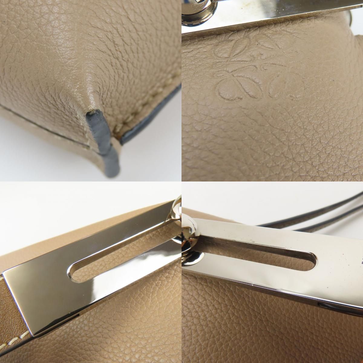 中古】 ロエベ ショルダーバッグ ミッシー 3WAY レザー グレージュ 