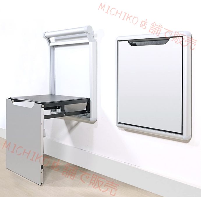 壁掛け式の折りたたみ式スツール サイレント折りたたみバスルームチェア 見えない折りたたみ椅子 靴スツール 玄関 ポーチ バルコニー用ホーム折りたたみスツール スペースを節約 シャンパン色 MARWIL-DEMENAGEMENTS_CH