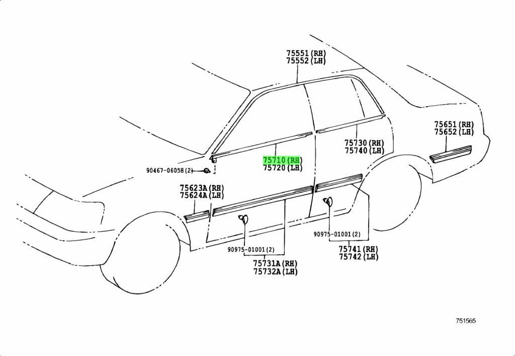 トヨタ クラウン マジェスタ フロントドア ベルト モールディング 右 CROWN CROWN MAJESTA MOULDING FRONT DOOR BELT RH 1995 12 - 1999 0