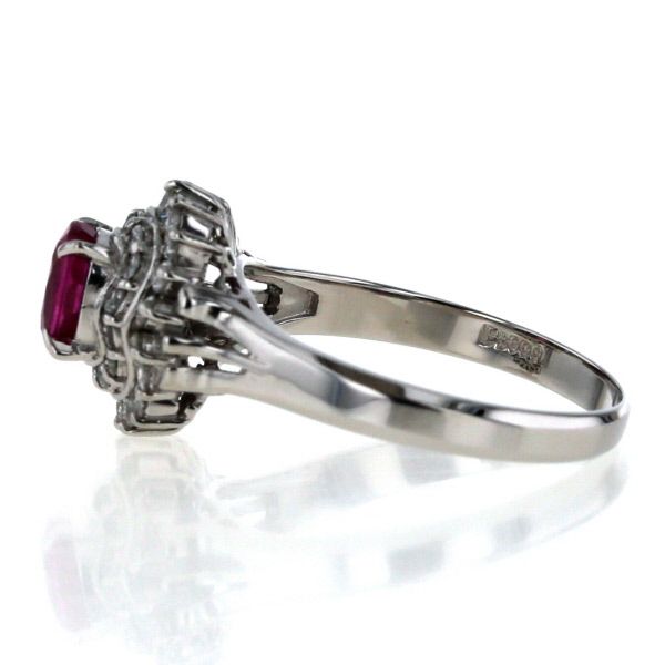 Pt900 プラチナ リング ルビー 0.87ct ダイヤモンド 0.40ct