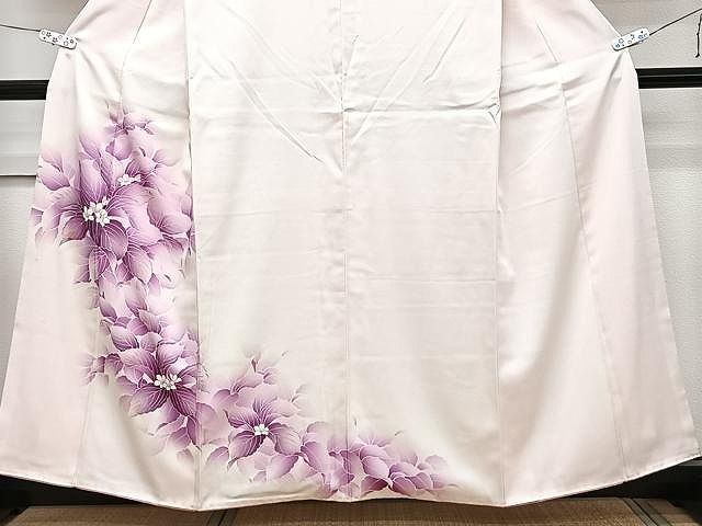 付下げ 身丈160cm 裄丈66cm M 袷 斉藤三才 落款 鳥 シルエット ぼかし