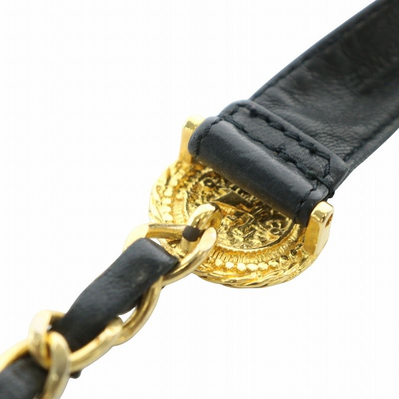 CHANEL ゴールド レザー チェーン ベルト シャネル ココマーク GP×レザー チェーンベルト 1982 ゴールド