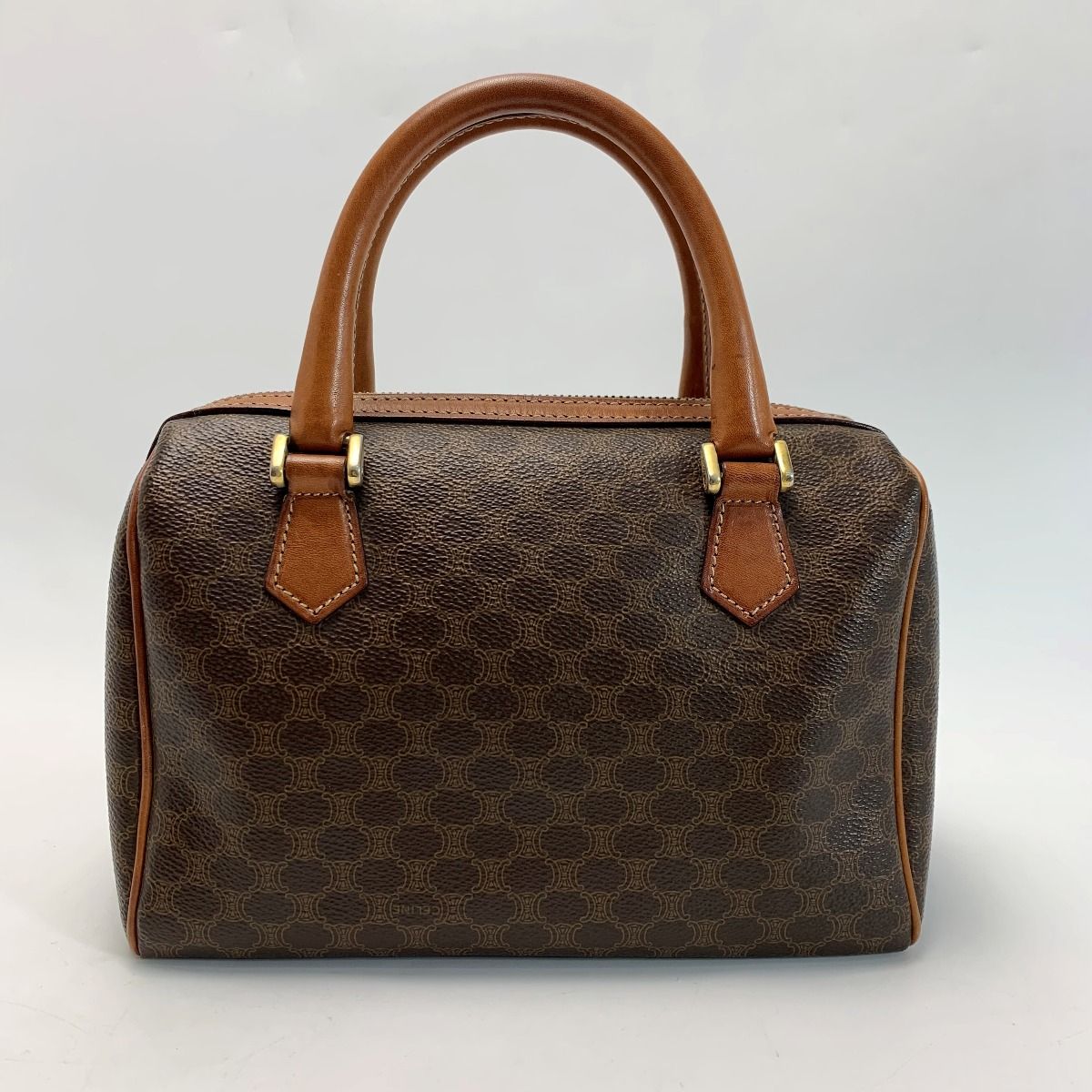 CELINE ボストンバッグ キャンバス レザー　Cマカダム 大容量 ブラウン 本物のヴィンテージ セリーヌ バッグ | CELINE マカダムブラウン