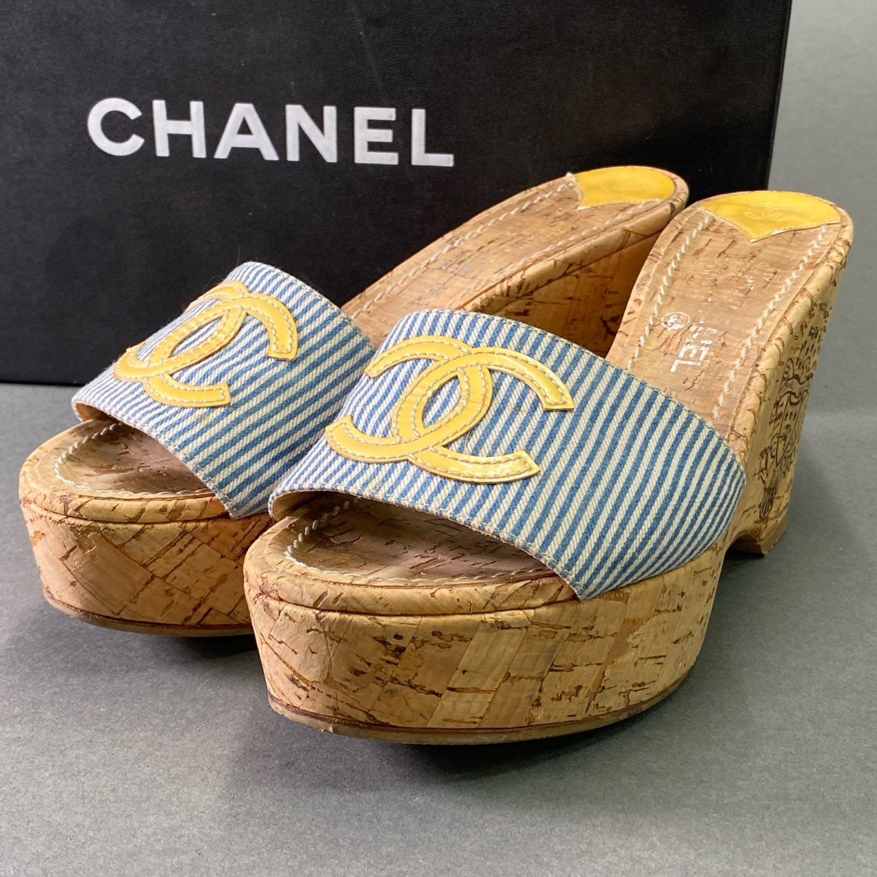 CHANEL シャネル☆ウッドバックル ココマーク ミュール 36 ホワイト CHANEL ミュール 36 ホワイト
