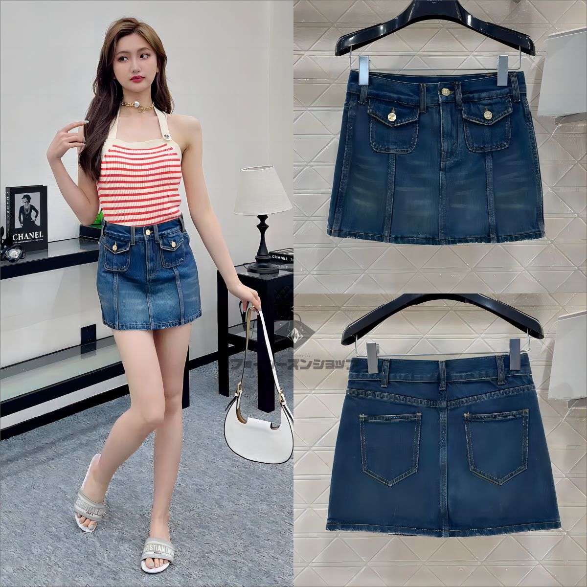 miumiu デニム ミニスカート Miu Miu デニム ミニスカート | ブルー | FARFETCH JP