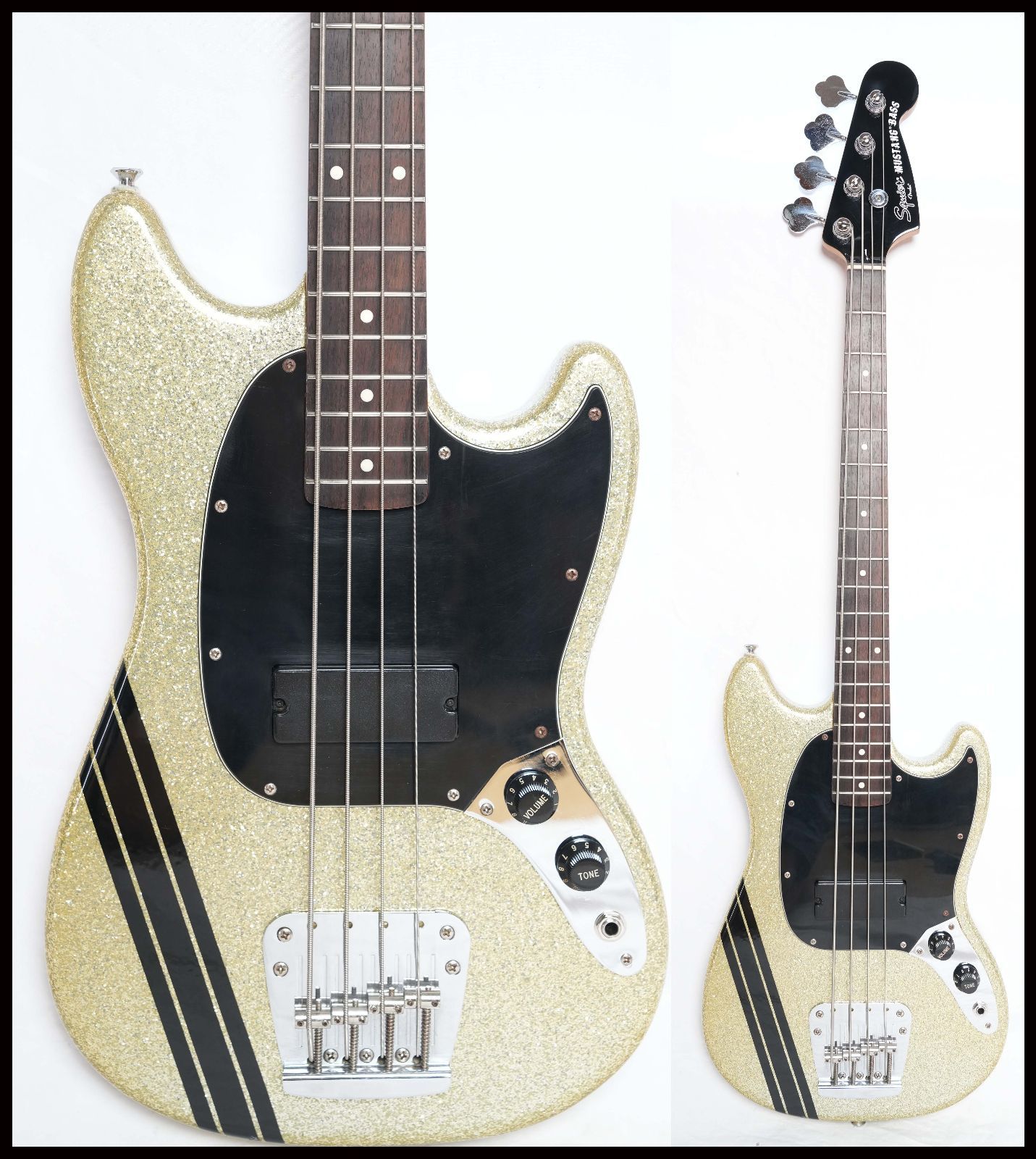 ☆Squier by Fender☆Mikey Way Mustang Bass Flake Silver