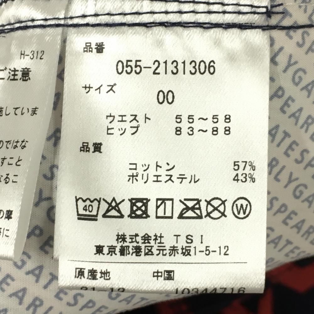 新品】パーリーゲイツ パンツ ネイビー×レッド ハート柄 ロゴ刺しゅう