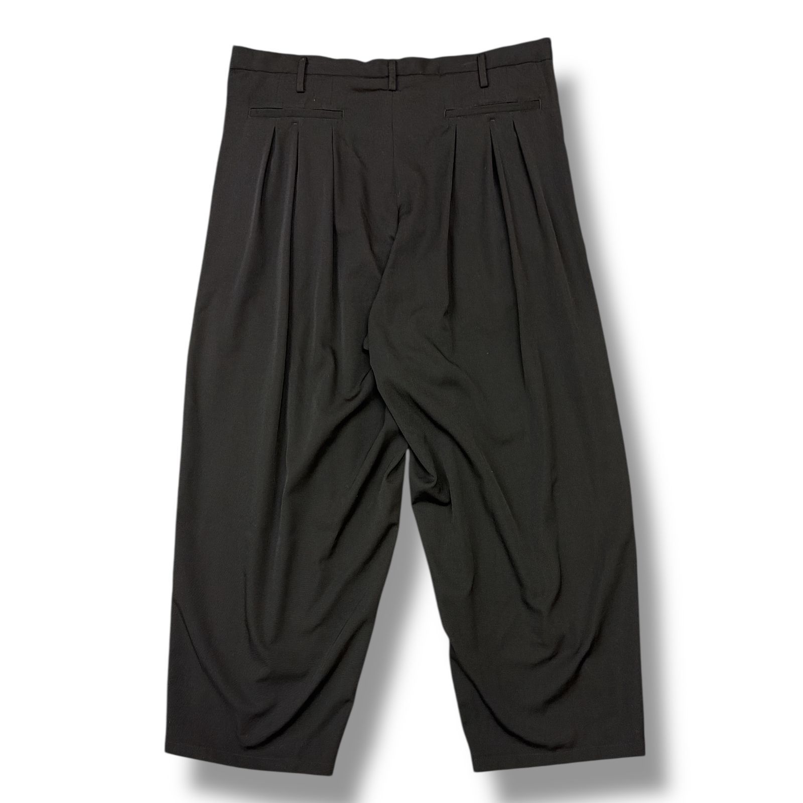 参考上代85800円 未使用品 Yohji Yamamoto POUR HOMME WOOL GABARDINE 12 TUCKS PANTS ウールギャバジン12タックパンツ イージーパンツ ヨウジヤマモトプールオム HL-P07-100 ブラック 3 Yohji Yamamoto POUR HOMME×NEIGHBORHOOD®Collaborate Collection