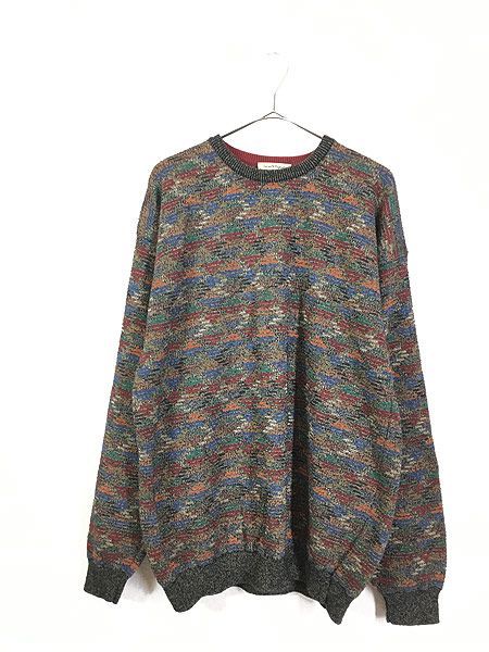 古着 80s USA製 NORDSTROM カラフル モザイク アート レーヨン ニット ...