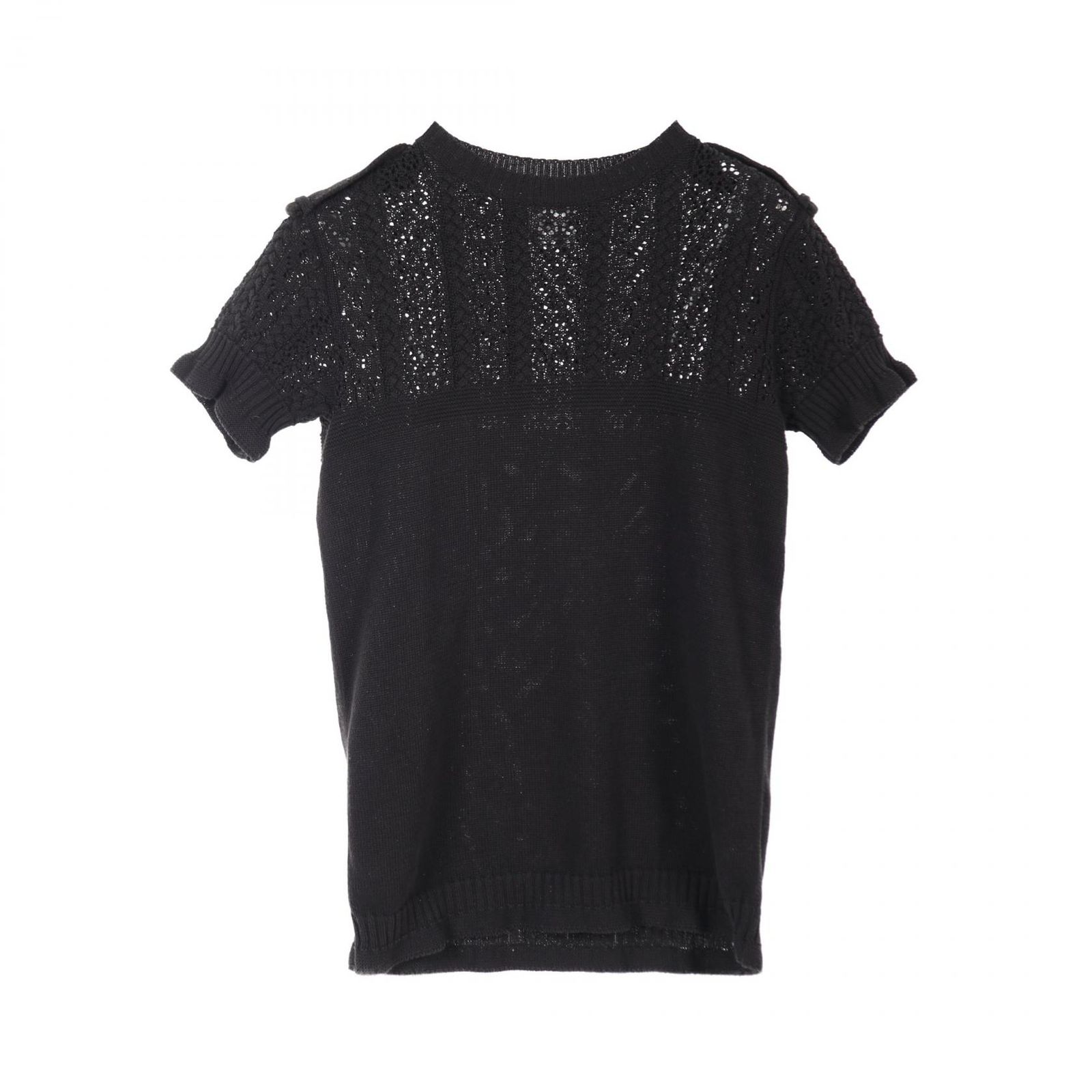シャネル CHANEL ニット ココマークボタン P53630 ブラック コットン ニット レディース Used A
