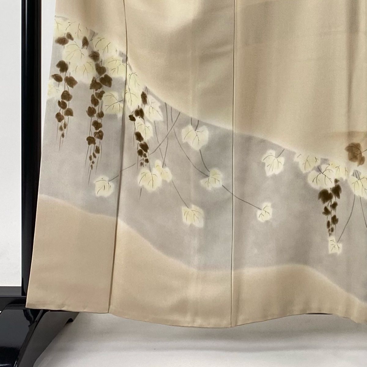 訪問着 身丈162.5cm 裄丈66cm M 袷 蔦 染め分け ぼかし 薄茶色 正絹 秀  