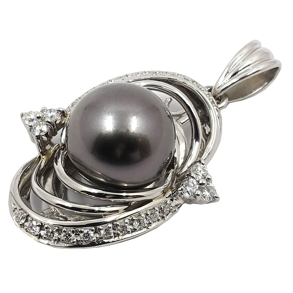栄】ジュエリー ペンダント/ネックレストップ 真珠 約12mm玉 D0.51ct 