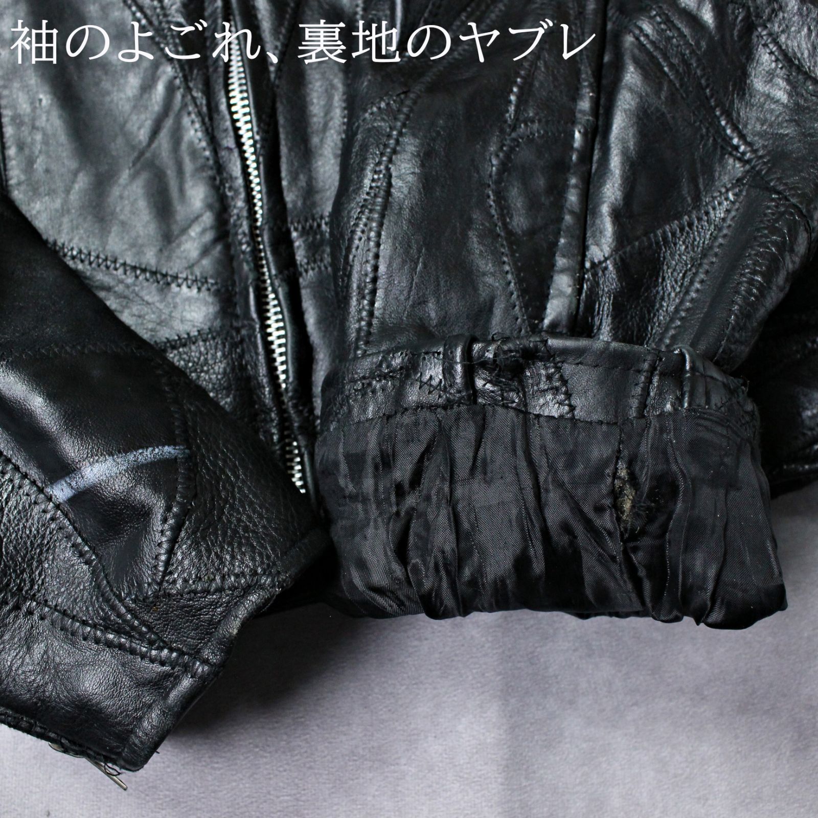 DIAMOND PLATE BUFFALO LEATHER】ビッグワッペン付き 黒革 パッチ 