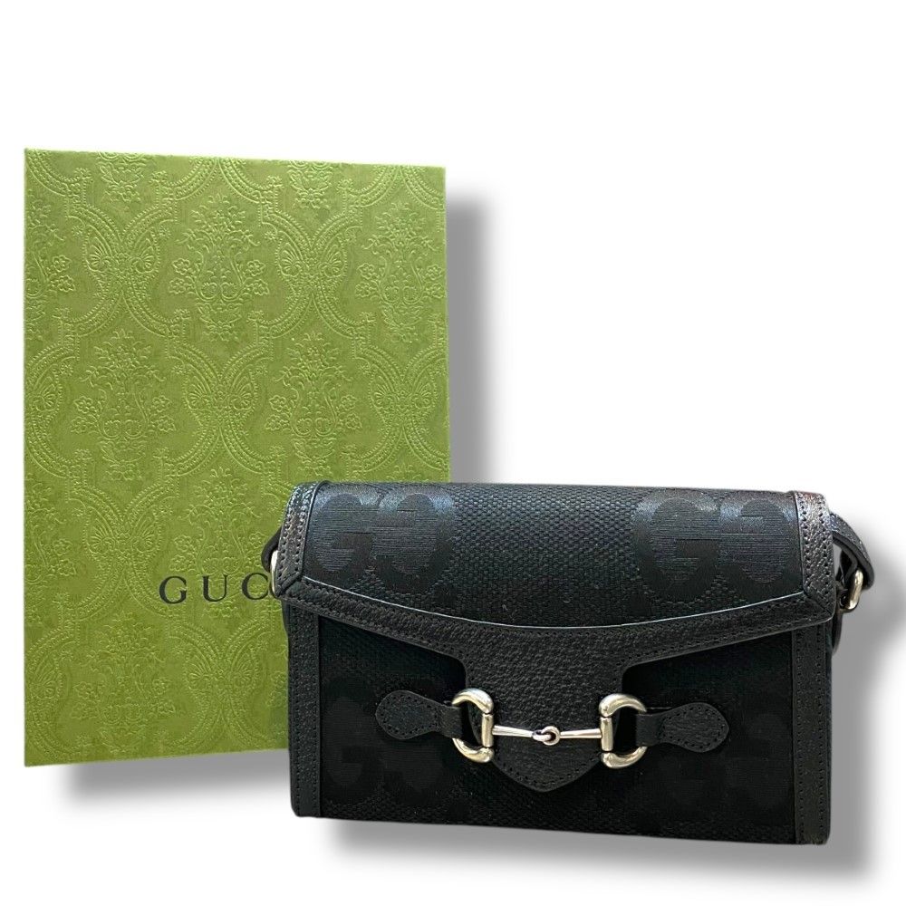 GUCCI 1955 ジャンボGGキャンバス ショルダーバッグ ホースビット  