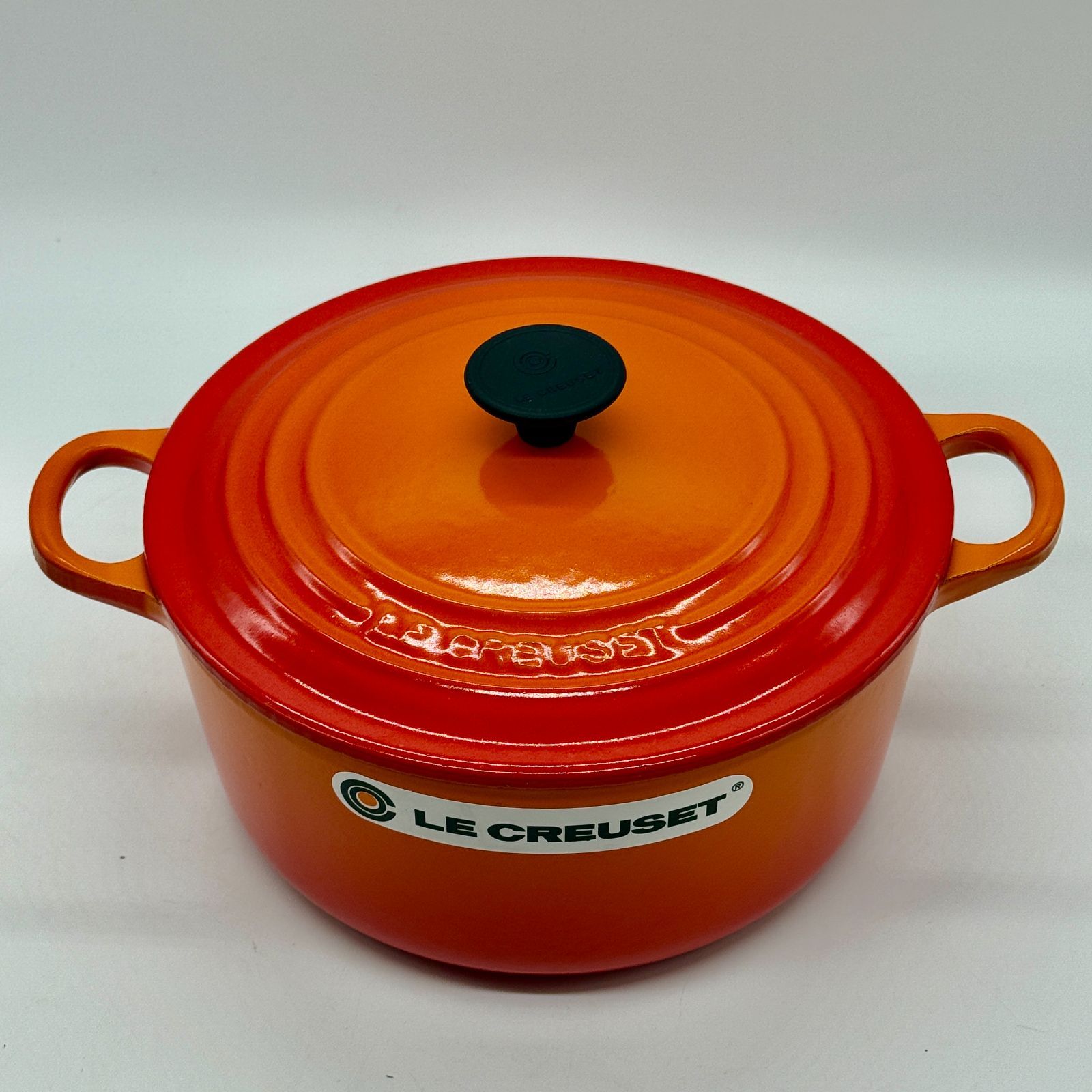 美品】LE CREUSET／ルクルーゼ ココットロンド 22cm オレンジ