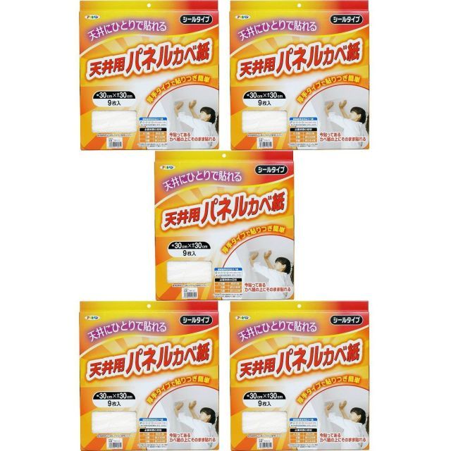 アサヒペン 厚手タイプ天井用パネルカベ紙 ９枚入り ＴＰ−１１ 5箱セット