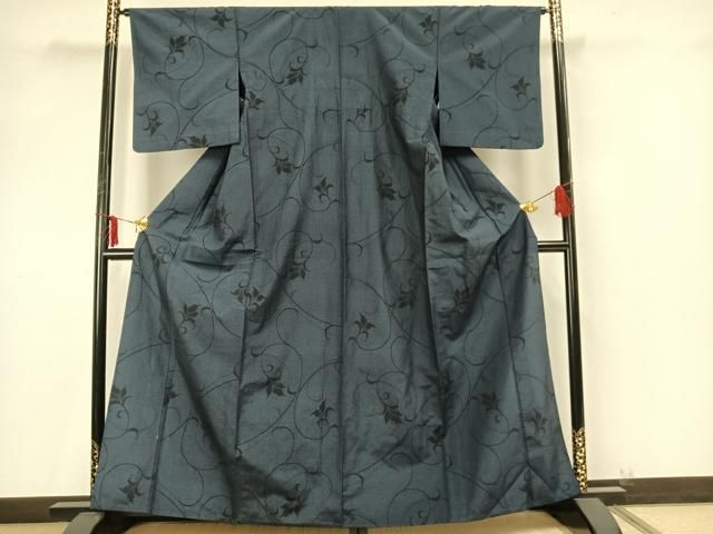 平和屋着物○塩沢紬 110亀甲 麻の葉文 証紙付き 正絹 逸品 CAAX1172vf 平和