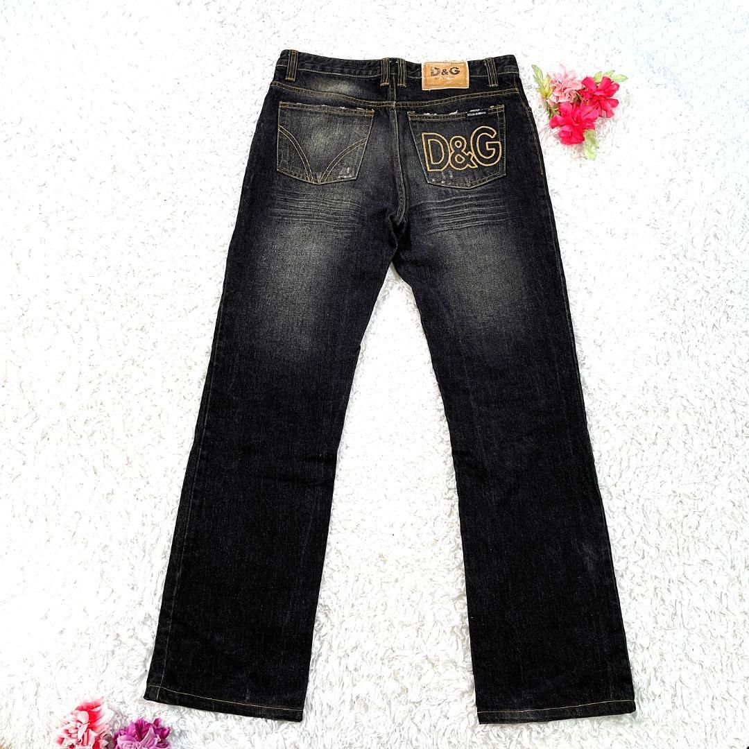 新品⭐️D&G デニムパンツ ジーンズ ストレート ダメージ加工 32 新品⭐️D&G デニムパンツ ジーンズ ストレート ダメージ加工 32