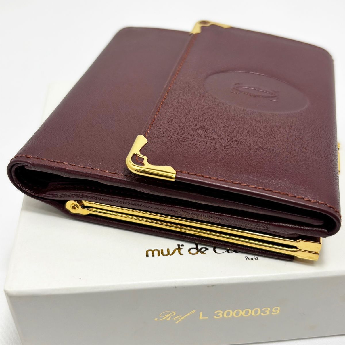 新品同様】カルティエ がま口 財布 マスト ボルドー ヴィンテージ